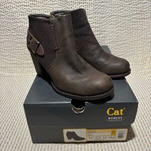 Caterpillar CAT Annette Short Ankle Boots Booties Brown Leather Womens 6.5